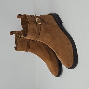 Sam Edelman Nolynn Suede Brown Camel Color Leather Ankle Booties Size 7.5